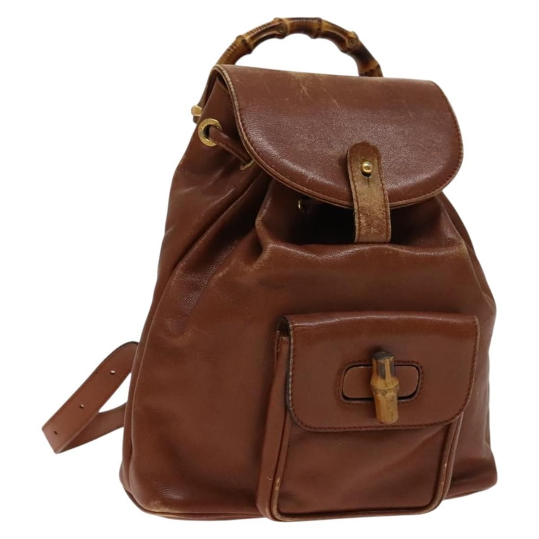 Gucci Bamboo Leather Backpack Brown Gold 003 1705 0030: Gucci Bamboo Leather Backpack Brown Gold 003 1705 0030 This GUCCI Bamboo Backpack is crafted from brown and gold leather and features the iconic bamboo design. Made in Italy, this backpack is designed