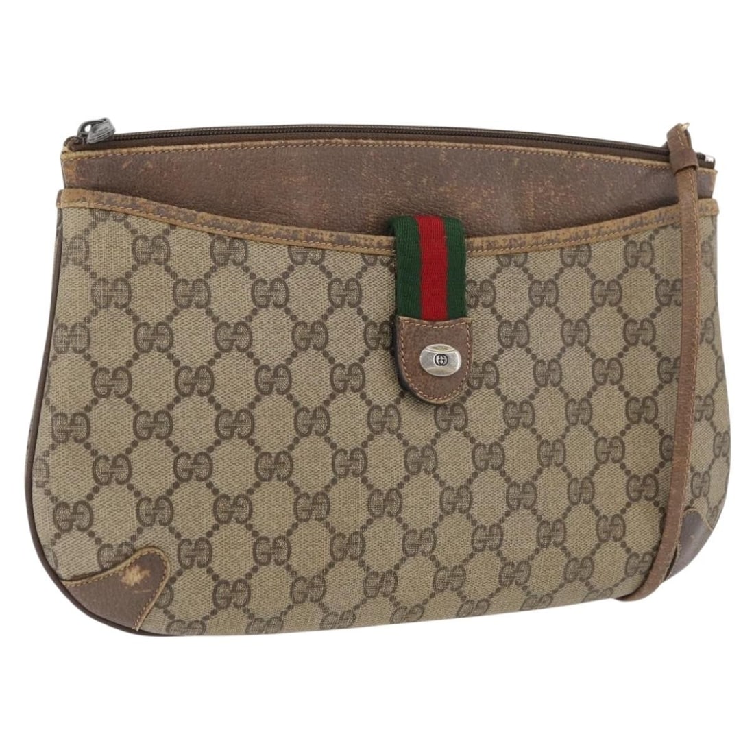 Gucci Sherry Line GG Supreme PVC Shoulder Bag Beige Red Gold 904 02 026: Gucci Sherry Line GG Supreme PVC Shoulder Bag Beige Red Gold 904 02 026 Gucci GG Supreme Web Sherry Line shoulder bag in beige, gold, and red, made from PVC leather and GG canvas. It is made in Italy 