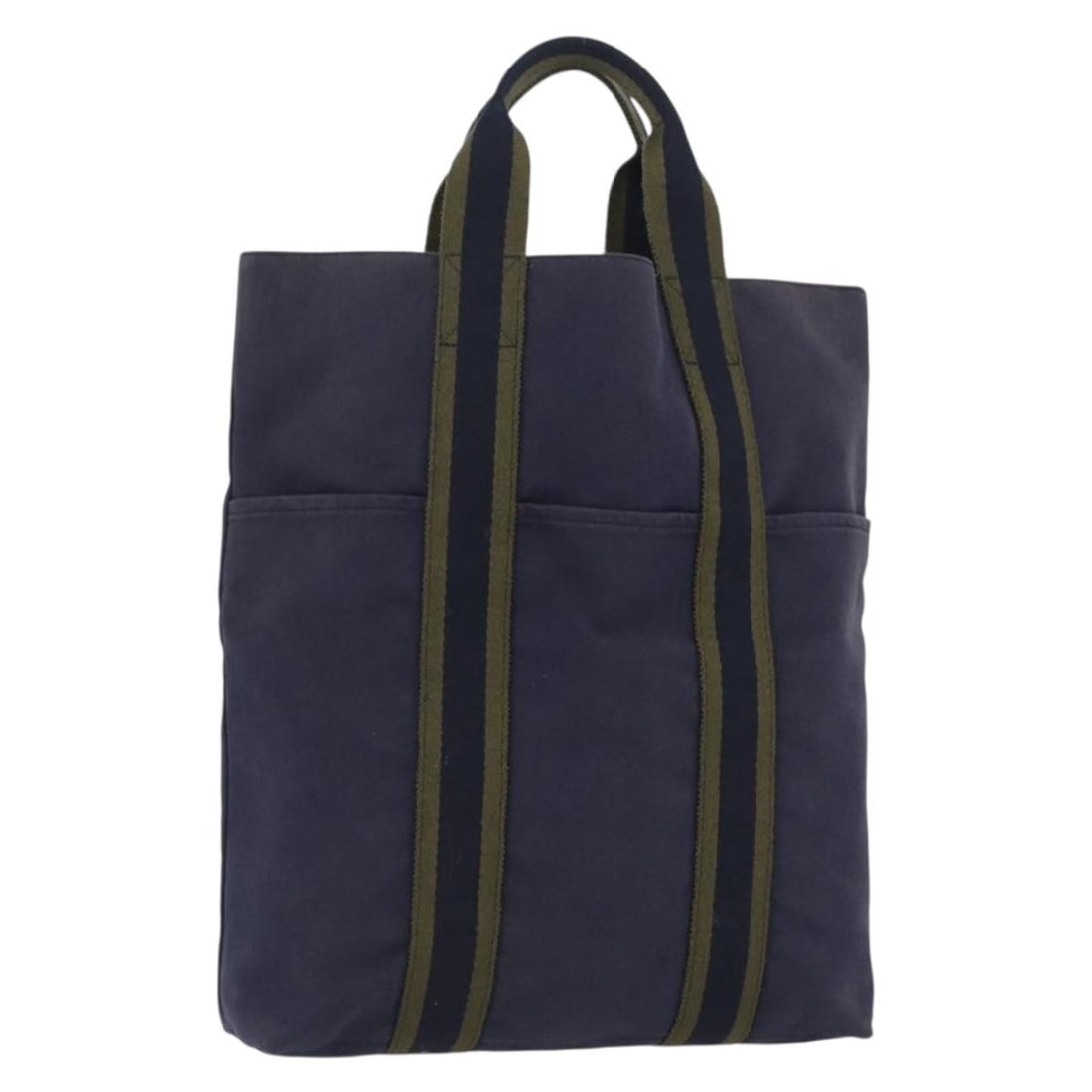 Hermes Fourre Tout Cabas Navy Canvas Tote Bag for Women: Hermes Fourre Tout Cabas Navy Canvas Tote Bag for Women This Hermes Fourre Tout Cabas hand bag is crafted from navy canvas and designed for women. Made in France, it features dual top handles and a pr