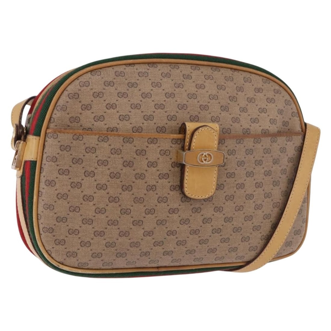 GUCCI 192726 Micro GG PVC Leather Shoulder Bag Beige Gold Tone: GUCCI 192726 Micro GG PVC Leather Shoulder Bag Beige Gold Tone A Gucci Micro GG shoulder bag in beige with gold-tone exterior details. It is made of PVC leather and Micro Small GG canvas, and was manu