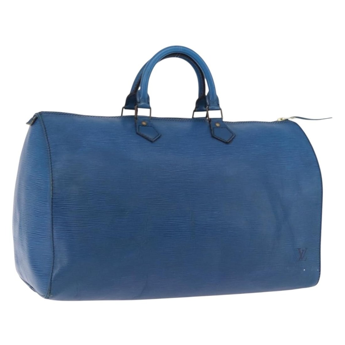 Louis Vuitton M42985 Speedy 40 Epi Leather Handbag Toledo Blue: Louis Vuitton M42985 Speedy 40 Epi Leather Handbag Toledo Blue Louis Vuitton Epi Speedy 40 handbag in Toledo Blue Epi Leather. Made in France, product no. M42985. The bag is described as heavily used 