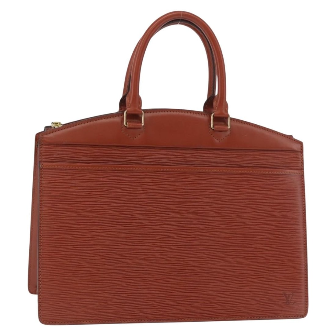 Louis Vuitton M48183 Riviera Brown Epi Leather Handbag: Louis Vuitton M48183 Riviera Brown Epi Leather Handbag Louis Vuitton Epi Riviera hand bag in brown Epi leather, made in France. The bag measures approximately 35.5 cm wide, 27 cm high, and 16 cm deep.