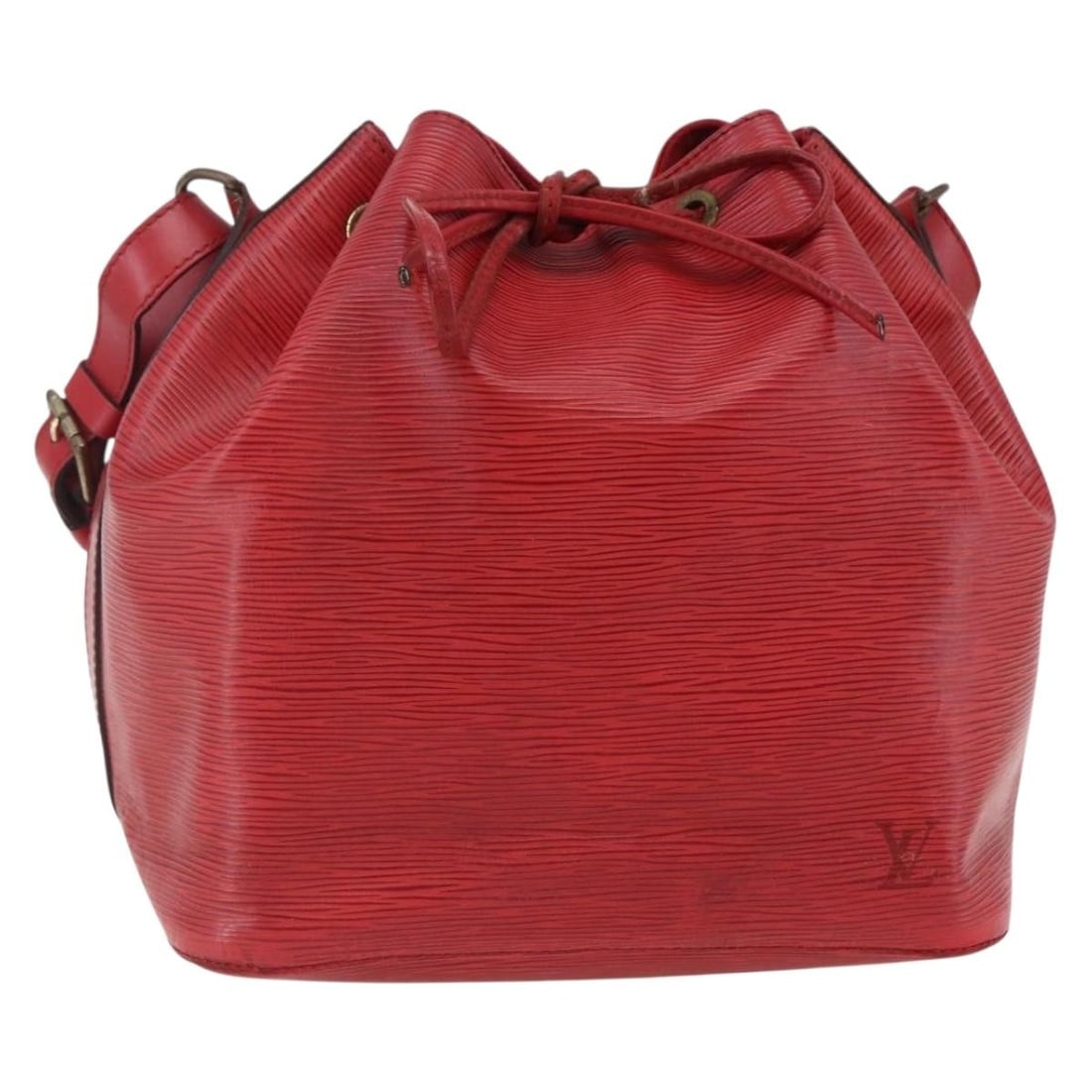 LOUIS VUITTON Epi Petit Noe Red Shoulder Bag M44107 France: LOUIS VUITTON Epi Petit Noe Red Shoulder Bag M44107 France The LOUIS VUITTON Epi Petit Noe Shoulder Bag is a stylish and practical accessory, crafted from premium Epi leather in a vibrant red color. T
