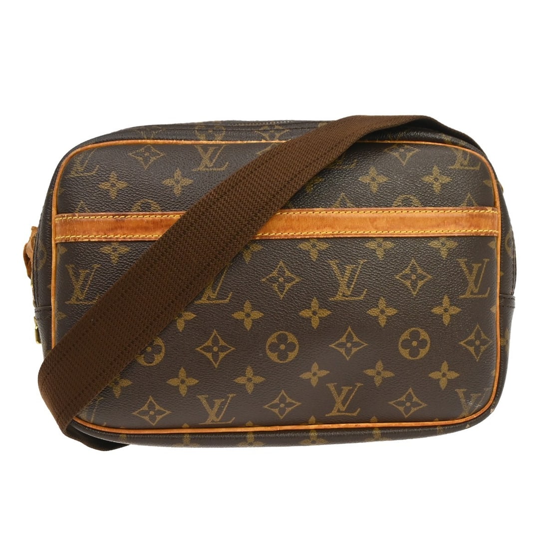 Louis Vuitton Reporter PM Monogram Canvas Crossbody Shoulder Bag M45254: Louis Vuitton Reporter PM Monogram Canvas Crossbody Shoulder Bag M45254 Louis Vuitton Reporter PM shoulder bag in brown Monogram canvas with leather trim and an adjustable crossbody strap. This vintag