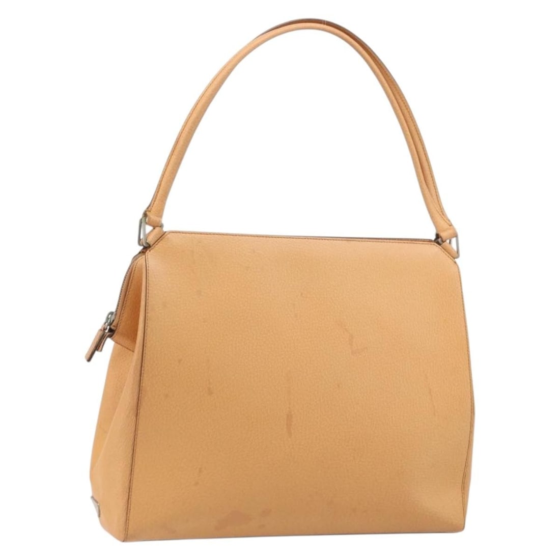 Prada brown leather handbag with silver accents Italy: Prada brown leather handbag with silver accents Italy This PRADA handbag features a brown and silver leather exterior and is designed for women. The bag is made in Italy and includes a single handle w