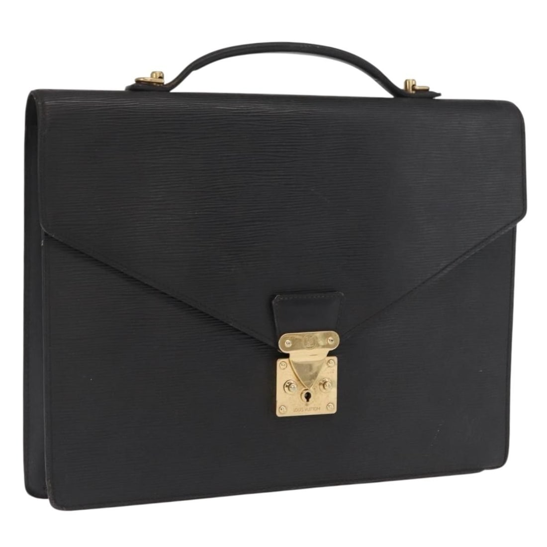 Louis Vuitton Epi Leather Porte Documents Bandouliere Black Briefcase M54462: Louis Vuitton Epi Leather Porte Documents Bandouliere Black Briefcase M54462 This LOUIS VUITTON Epi Porte Documents Bandouliere briefcase is crafted from black Epi leather and features a structured si