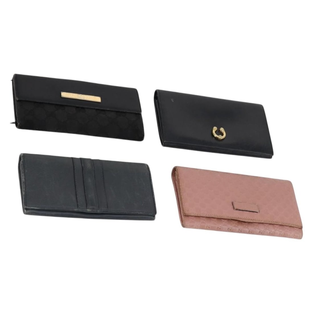 GUCCI Pink Black Micro GG Canvas Wallet Leather 4Set Auth Italy: GUCCI Pink Black Micro GG Canvas Wallet Leather 4Set Auth Italy This GUCCI Micro GG Canvas Wallet is a stylish accessory crafted in Italy, featuring a unique combination of pink and black colors. Made