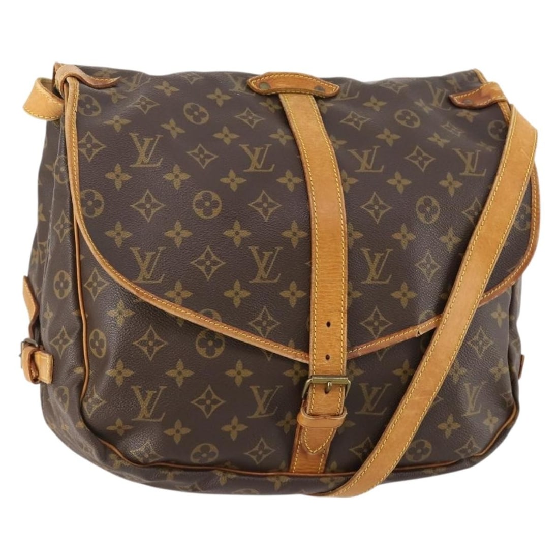 Louis Vuitton M42254 Saumur 35 Monogram Canvas Shoulder Bag: Louis Vuitton M42254 Saumur 35 Monogram Canvas Shoulder Bag Louis Vuitton Saumur 35 shoulder bag in Monogram Canvas, made in France. This women's bag features the classic Monogram exterior and comes w