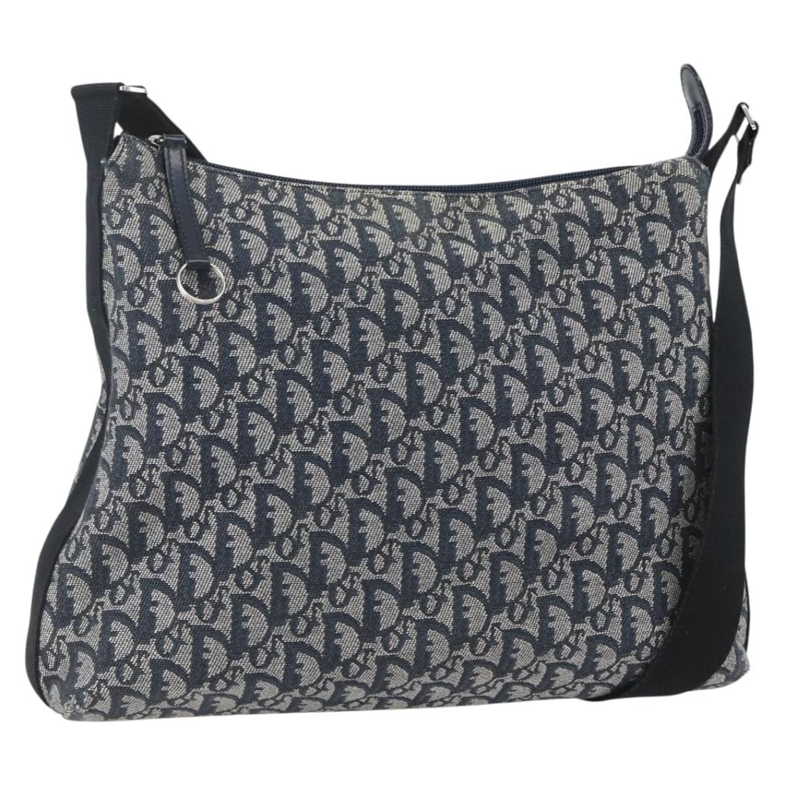 Christian Dior Navy Silver Trotter Canvas Shoulder Bag: Christian Dior Navy Silver Trotter Canvas Shoulder Bag Authentic Christian Dior shoulder bag in navy and silver Trotter canvas, made in Italy. This women's bag is offered without the original box or d