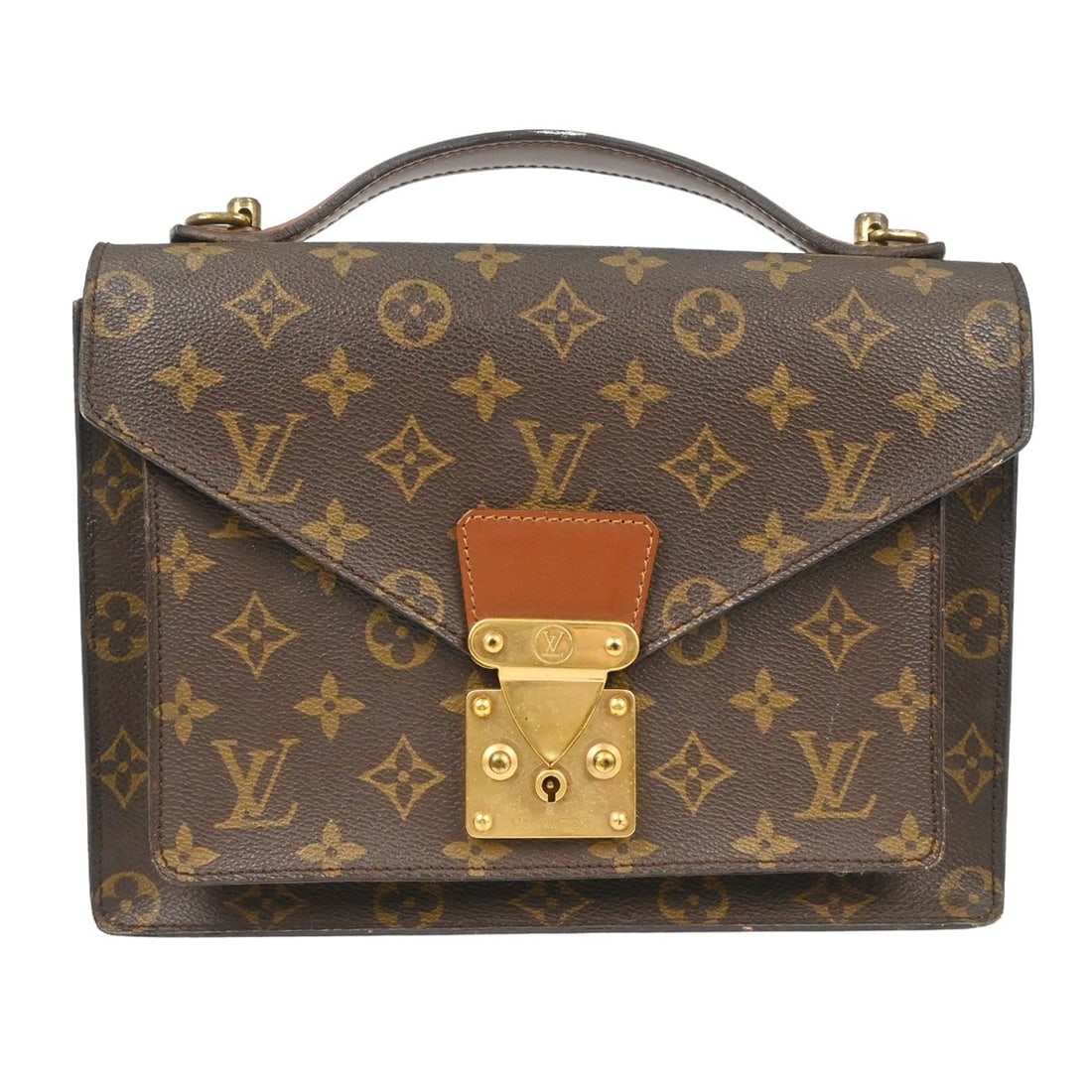 Louis Vuitton Monceau 26 Monogram Canvas Handbag M51187: Louis Vuitton Monceau 26 Monogram Canvas Handbag M51187 Vintage Louis Vuitton Monceau 26 handbag in Monogram canvas with leather trim and double handles. This structured bag features a zip closure, br