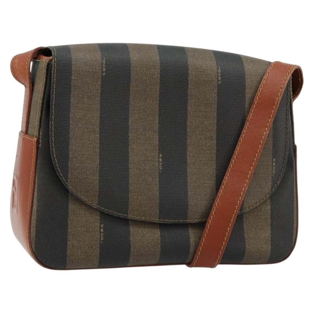 Fendi Pequin Canvas PVC Leather Shoulder Bag Black Brown: Fendi Pequin Canvas PVC Leather Shoulder Bag Black Brown FENDI shoulder bag in black and brown Pequin canvas with PVC leather accents. Made in Italy, this bag measures approximately 27 cm wide, 19 cm 