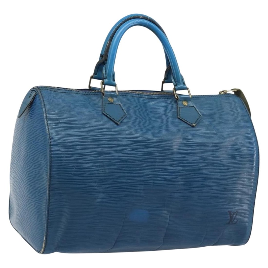Louis Vuitton M43005 Epi Leather Speedy 30 Handbag Toledo Blue: Louis Vuitton M43005 Epi Leather Speedy 30 Handbag Toledo Blue Louis Vuitton Epi Speedy 30 handbag in Toledo Blue with Epi leather construction. Made in France, this piece is identified by product no.