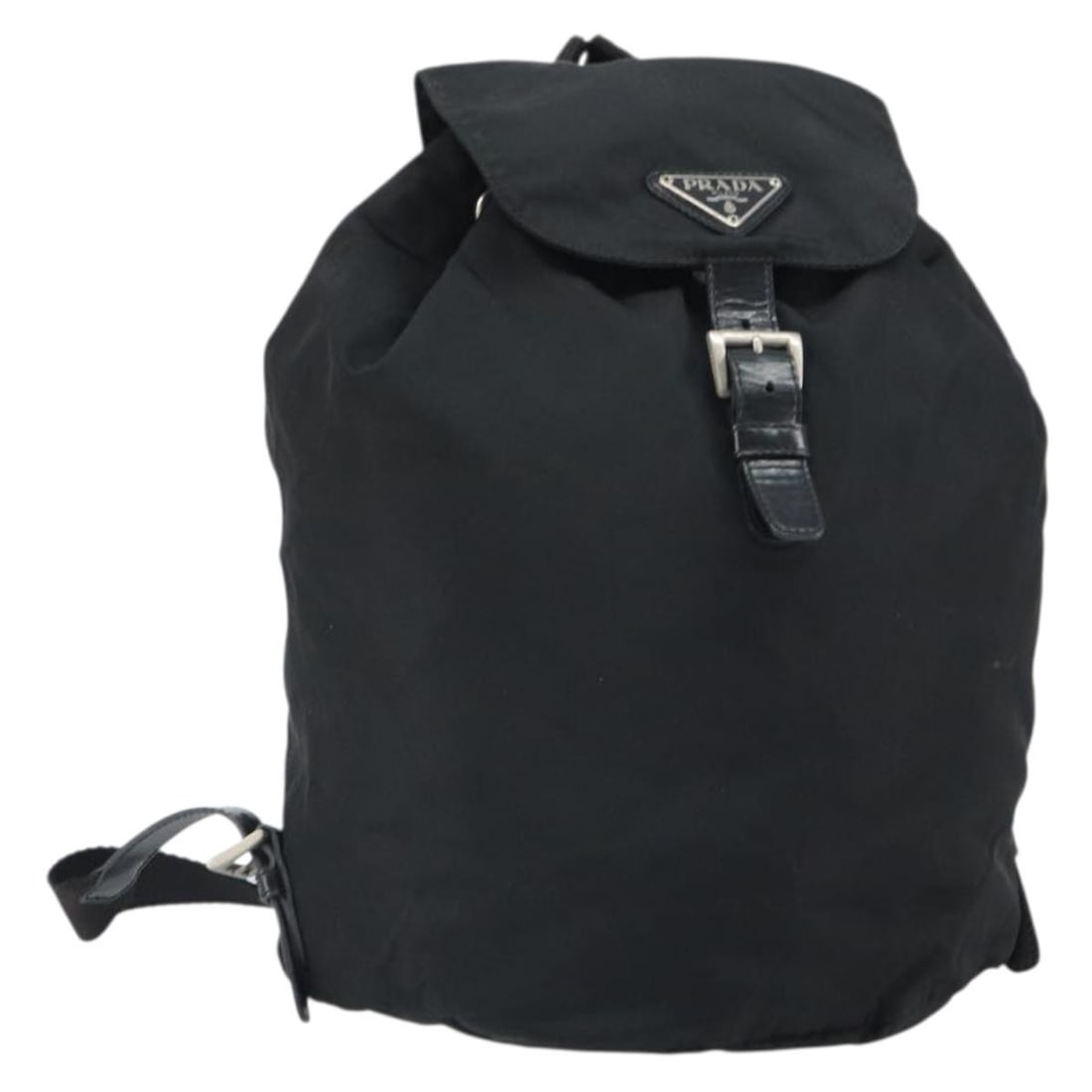 PRADA Nylon Backpack Black Silver with Guarantee Card: PRADA Nylon Backpack Black Silver with Guarantee Card PRADA women's backpack in black and silver nylon, made in Italy. The bag measures approximately 25 cm W x 33 cm H x 12 cm D (9.8 x 13.0 x 4.7 in) 