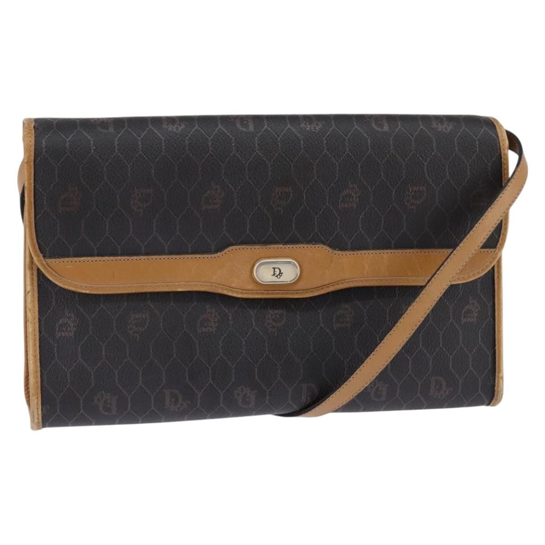 Christian Dior Honeycomb Canvas Shoulder Bag Black Brown Gold PVC Auth: Christian Dior Honeycomb Canvas Shoulder Bag Black Brown Gold PVC Auth Introducing the Christian Dior Honeycomb Canvas Bag, a sophisticated shoulder bag that combines style and functionality. Crafted 