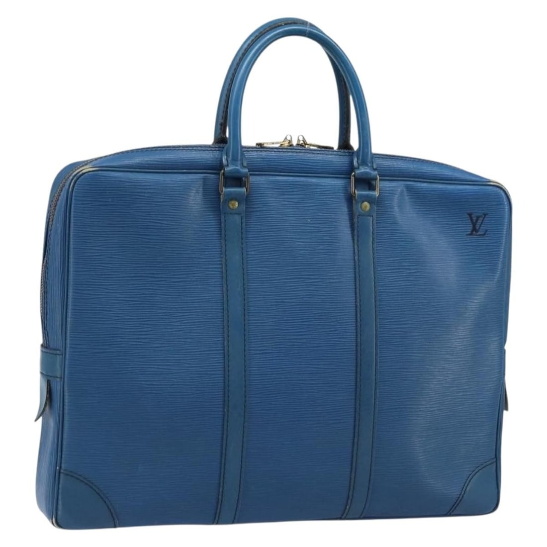 Louis Vuitton M41144 Epi Leather Blue Business Briefcase: Louis Vuitton M41144 Epi Leather Blue Business Briefcase Louis Vuitton Porte Documents Voyage business bag in blue Epi leather. This heavily used bag shows visible wear throughout, including an out-of