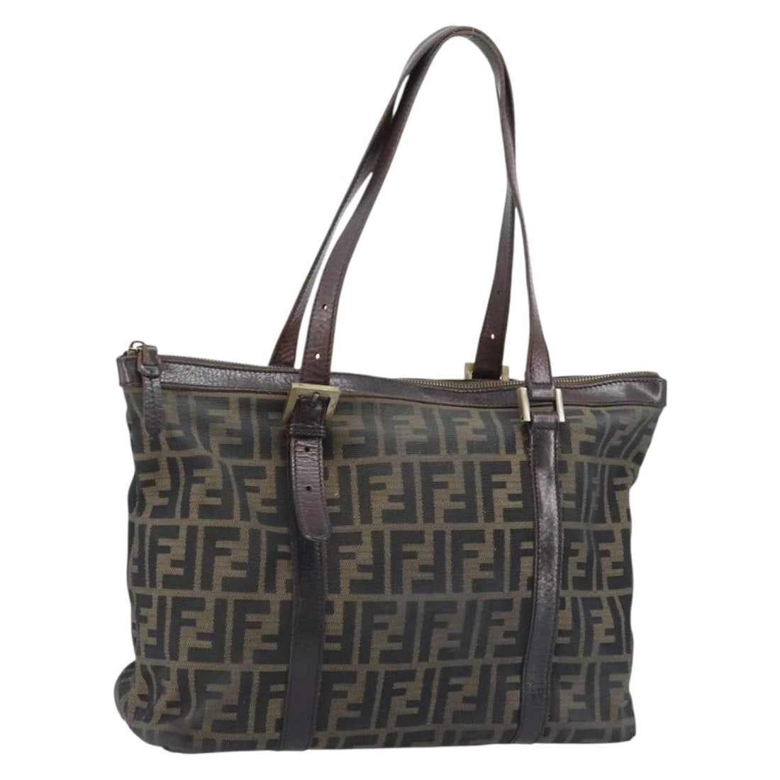 FENDI Zucca Canvas Tote Black Brown Italy: FENDI Zucca Canvas Tote Black Brown Italy Authentic FENDI tote bag in black and brown Zucca canvas, made in Italy. This women's bag has a classic tote silhouette and is offered without the original bo