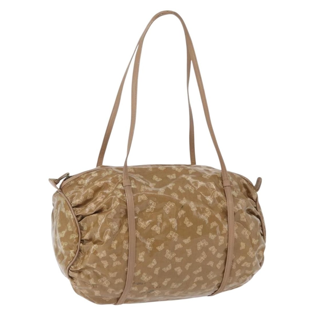 Beige Gold Coated Canvas Handbag by Bottega Veneta Italy: Beige Gold Coated Canvas Handbag by Bottega Veneta Italy This Bottega Veneta women's handbag features a beige and gold coated canvas exterior. The bag is crafted in Italy and designed with a top handl