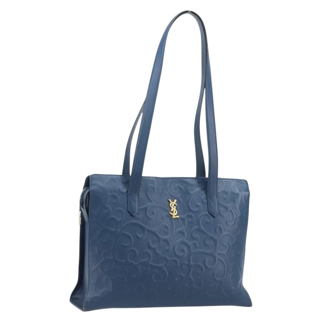 Saint Laurent Blue Gold Leather Tote Bag France: Saint Laurent Blue Gold Leather Tote Bag France This SAINT LAURENT tote bag is crafted from blue and gold leather and designed for women. Made in France, it features a spacious interior and a comforta