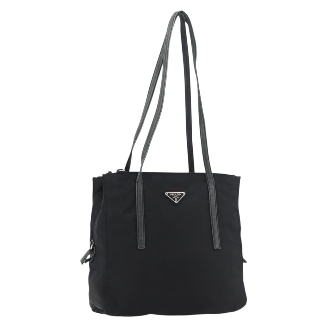 PRADA Black Nylon Tote Bag Silver Tone Italy: PRADA Black Nylon Tote Bag Silver Tone Italy Authentic Prada tote bag in black nylon with silver-tone accents. Made in Italy, this women's tote has a structured everyday silhouette and is offered with