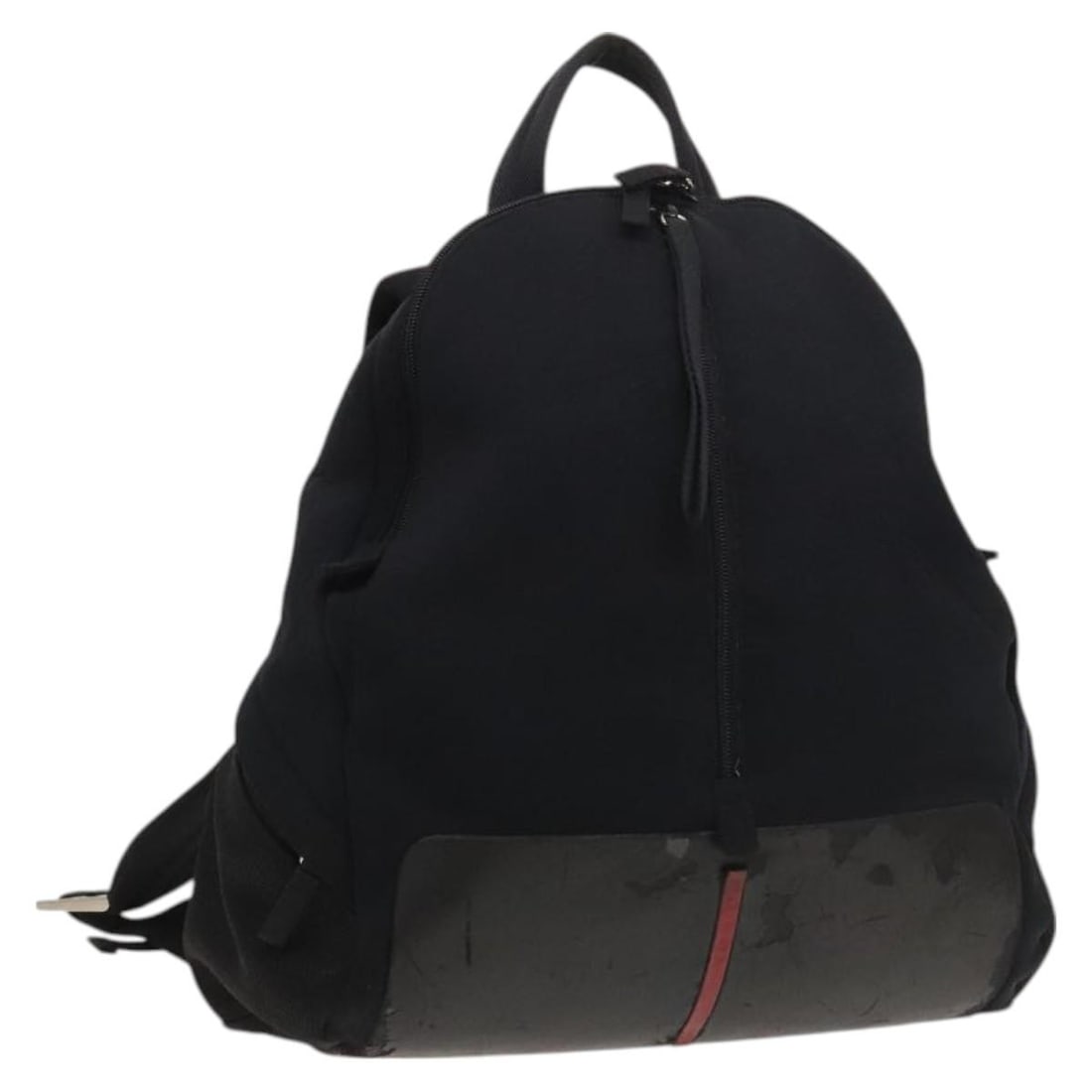 Prada Black Silver Cotton Backpack Italy 15in: Prada Black Silver Cotton Backpack Italy 15in This PRADA Sports backpack features a black and silver cotton exterior and is designed for women. Made in Italy, it offers a spacious interior with approx