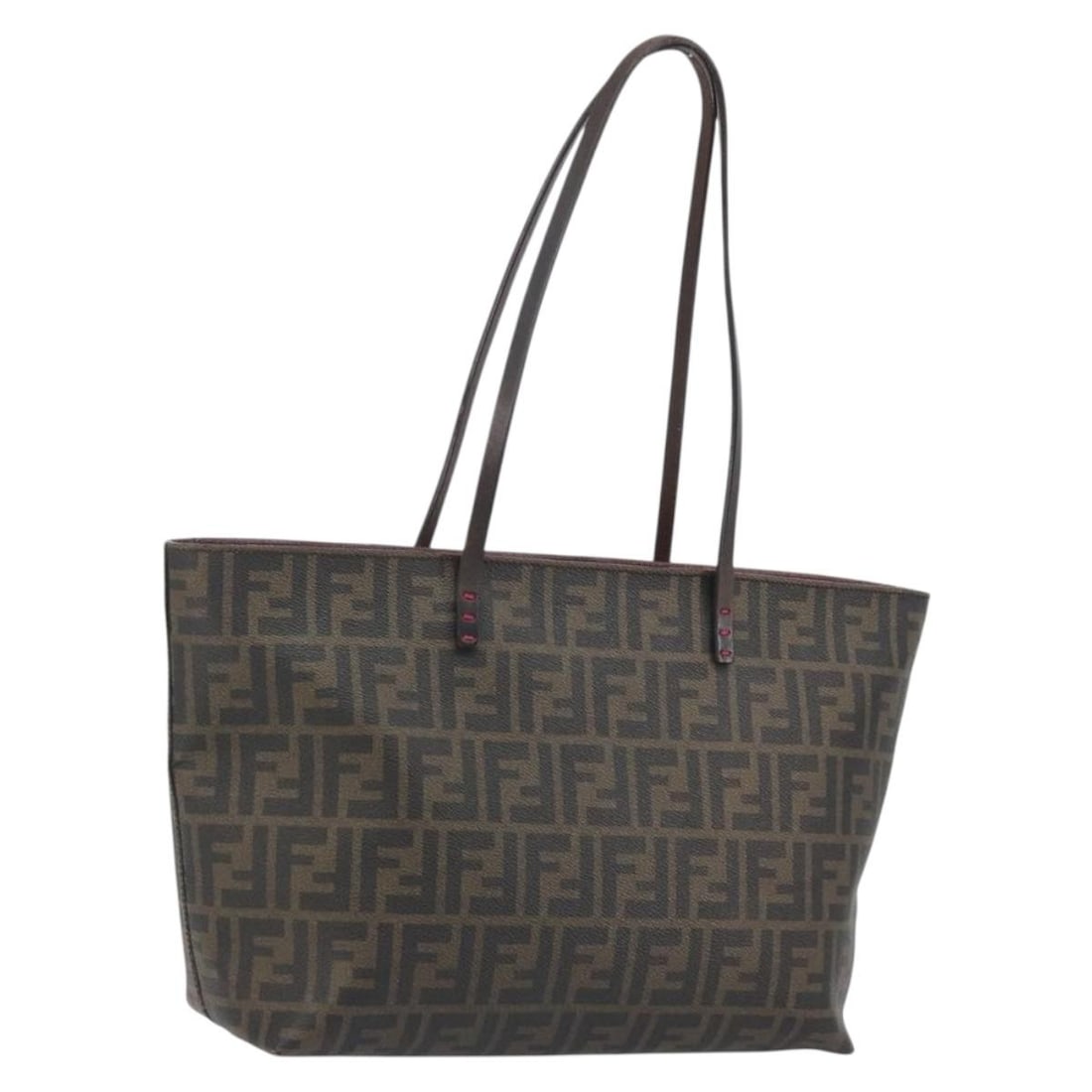 Fendi Zucca Tote Bag Brown Black PVC Leather Italy: Fendi Zucca Tote Bag Brown Black PVC Leather Italy FENDI tote bag in brown and black PVC leather and Zucca canvas, made in Italy. This women's bag features a tote style with an approximate size of 31 