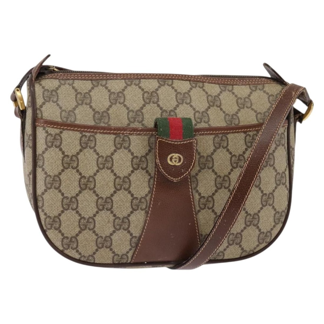 GUCCI GG Supreme Sherry Line Beige PVC Shoulder Bag Auth 001 754 6177 4021: GUCCI GG Supreme Sherry Line Beige PVC Shoulder Bag Auth 001 754 6177 4021 This GUCCI GG Supreme Web Sherry Line Bag is a stylish shoulder bag crafted from durable PVC leather in a chic beige and gold