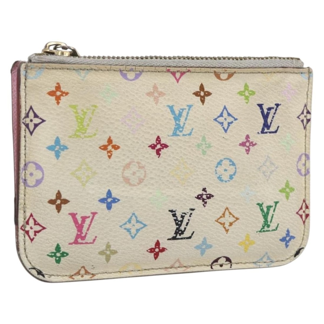 Louis Vuitton M93734 Pochette Cles NM White Multicolor Canvas Coin Purse: Louis Vuitton M93734 Pochette Cles NM White Multicolor Canvas Coin Purse Louis Vuitton Pochette Cles NM coin purse in white Monogram Multicolor Canvas. This coin purse is made in Spain and comes with 