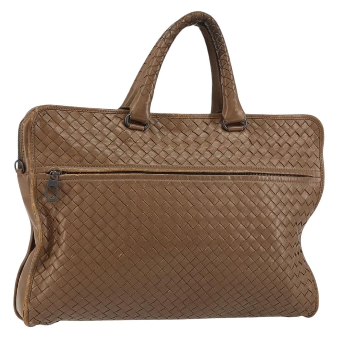 Bottega Veneta Intrecciato Brown Leather Briefcase 160744: Bottega Veneta Intrecciato Brown Leather Briefcase 160744 Bottega Veneta Intrecciato business bag in brown leather, made in Italy. This women's bag features the brand's Intrecciato style and measures 