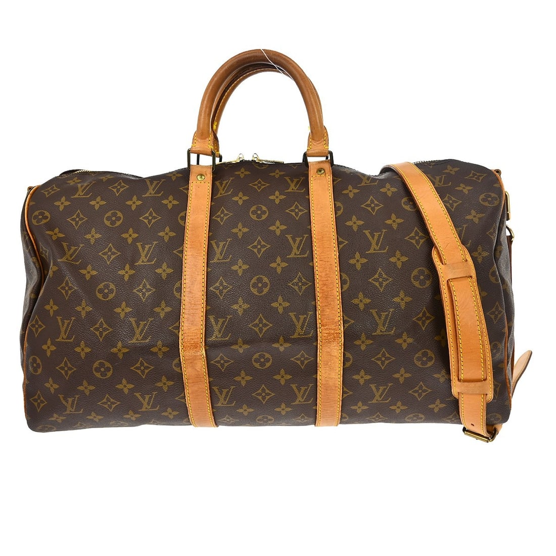 Louis Vuitton Keepall Bandouliere 50 Monogram Travel Bag M41416: Louis Vuitton Keepall Bandouliere 50 Monogram Travel Bag M41416 Louis Vuitton Keepall 50 Bandouliere travel handbag in Monogram canvas with leather handle/strap material and a zip closure. It features