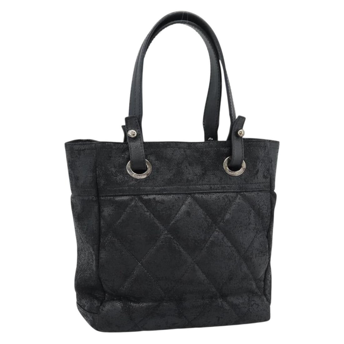 CHANEL CC Matelasse Coated Canvas Tote in Black and Gold: CHANEL CC Matelasse Coated Canvas Tote in Black and Gold Chanel Matelasse tote bag in black and gold coated canvas. This women's tote was made in Italy and features a structured everyday silhouette wi