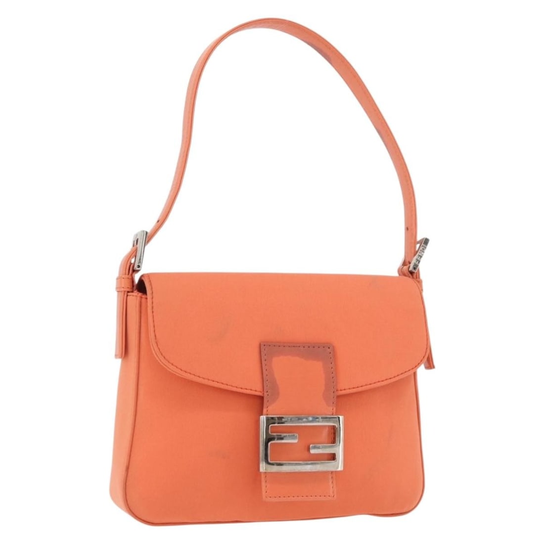 Fendi Mamma Baguette Nylon Shoulder Bag Orange Gold Tone: Fendi Mamma Baguette Nylon Shoulder Bag Orange Gold Tone Fendi Mamma Baguette shoulder bag in orange and gold, made in Italy. Crafted from nylon, this bag features a shoulder strap and a compact silho