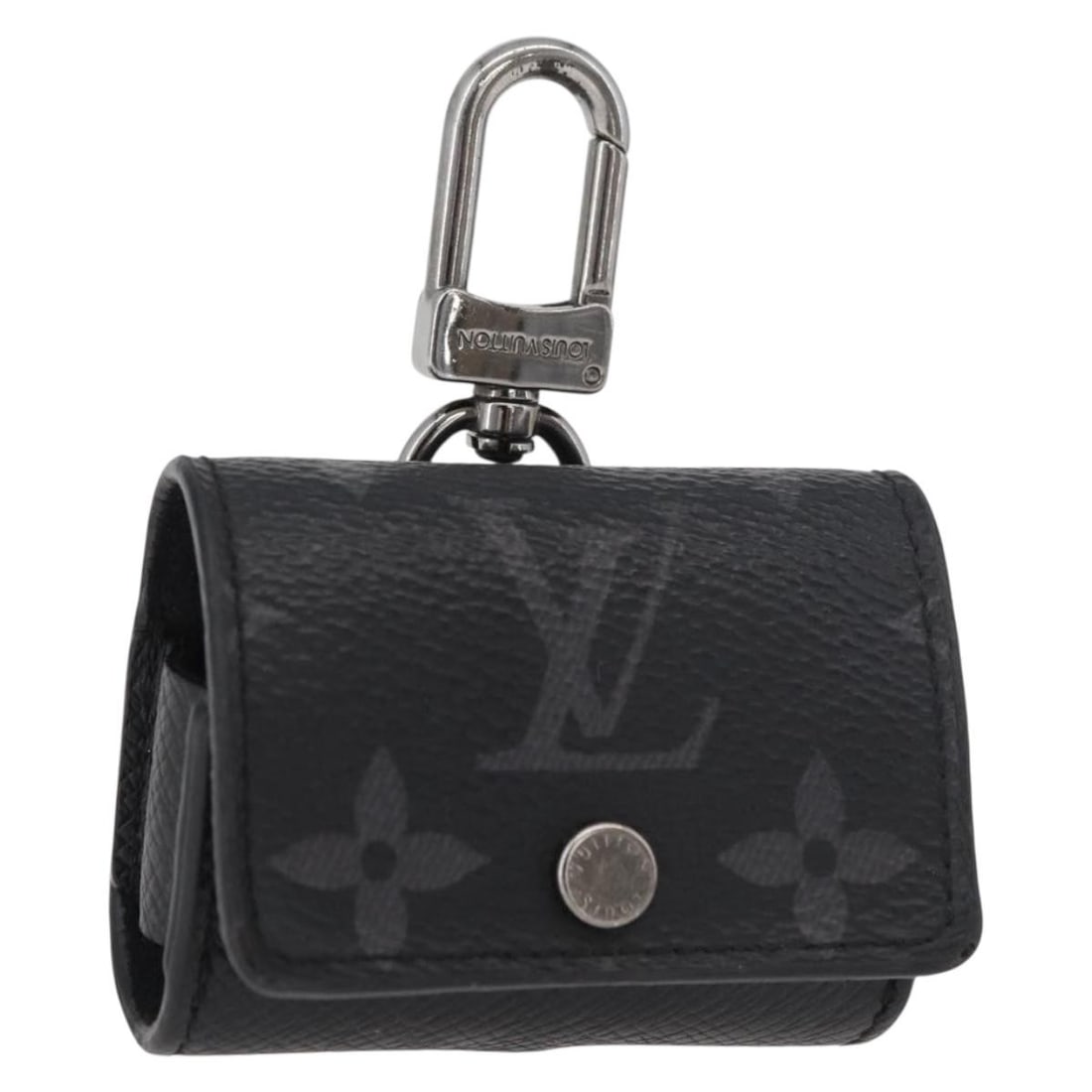 Louis Vuitton N00341 Monogram Eclipse Earphone Case Black Canvas: Louis Vuitton N00341 Monogram Eclipse Earphone Case Black Canvas A Louis Vuitton earphone case in Monogram Eclipse/Black, crafted from Monogram Eclipse canvas. Made in Italy, it comes with a dust bag 