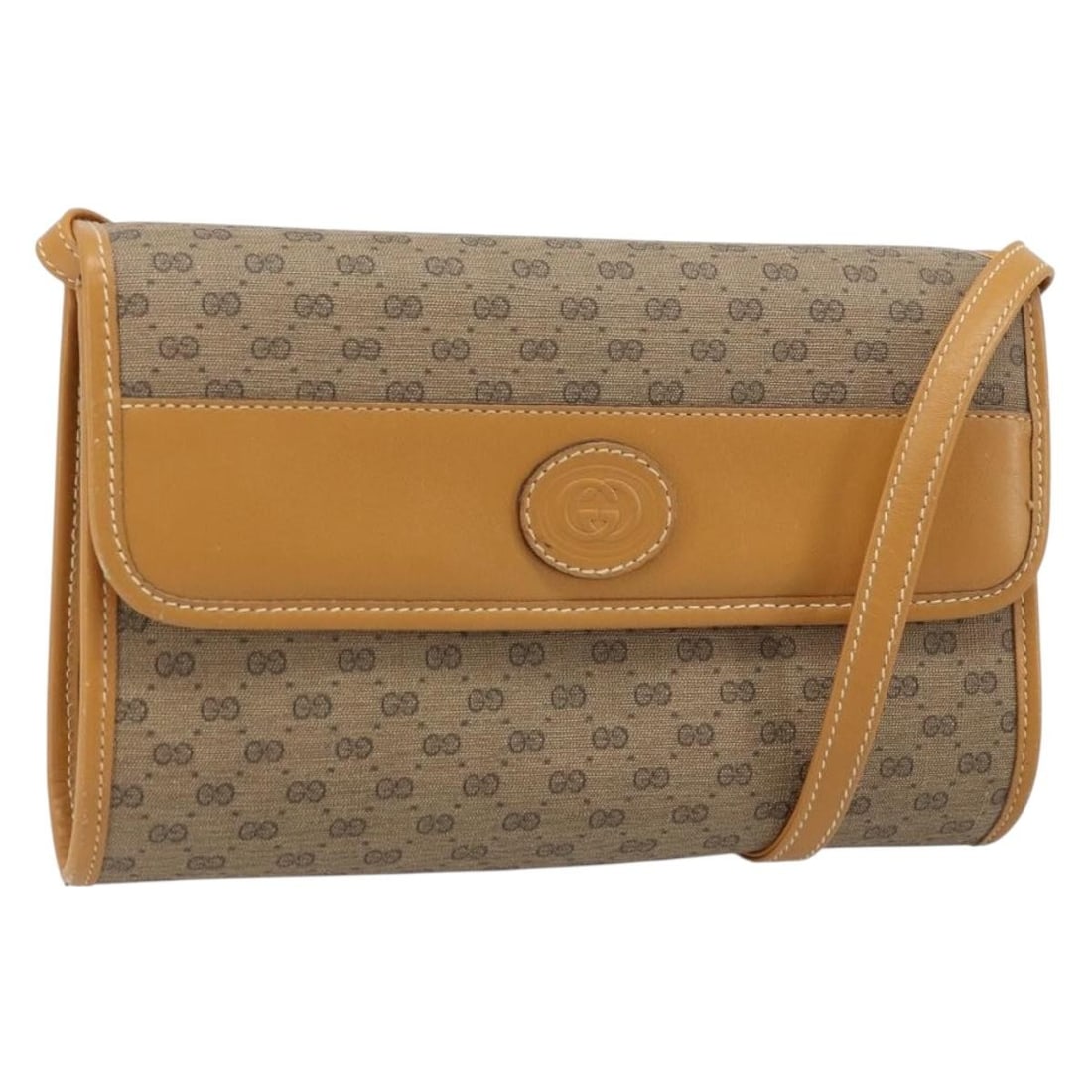 Gucci Micro GG Beige Gold PVC Leather Shoulder Bag 004 89 1041 Italy: Gucci Micro GG Beige Gold PVC Leather Shoulder Bag 004 89 1041 Italy This GUCCI Micro GG Supreme shoulder bag features a beige and gold PVC leather exterior with micro small GG canvas accents. Designe