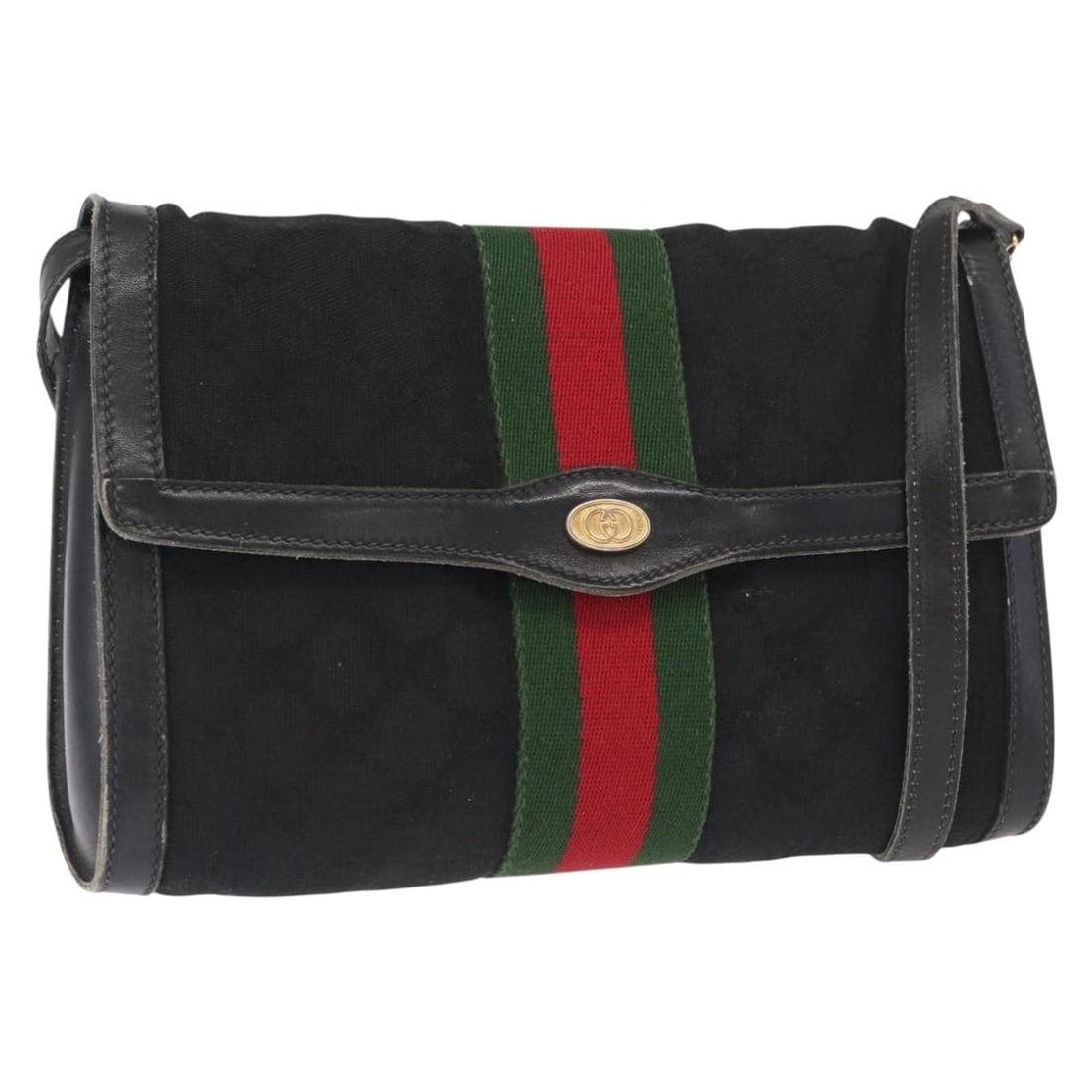 Gucci Sherry Web GG Canvas Shoulder Bag Black Red Green: Gucci Sherry Web GG Canvas Shoulder Bag Black Red Green Authentic Gucci GG Canvas Web Sherry Line shoulder bag in black, red, and green. This women's shoulder bag is made in Italy and comes only with 