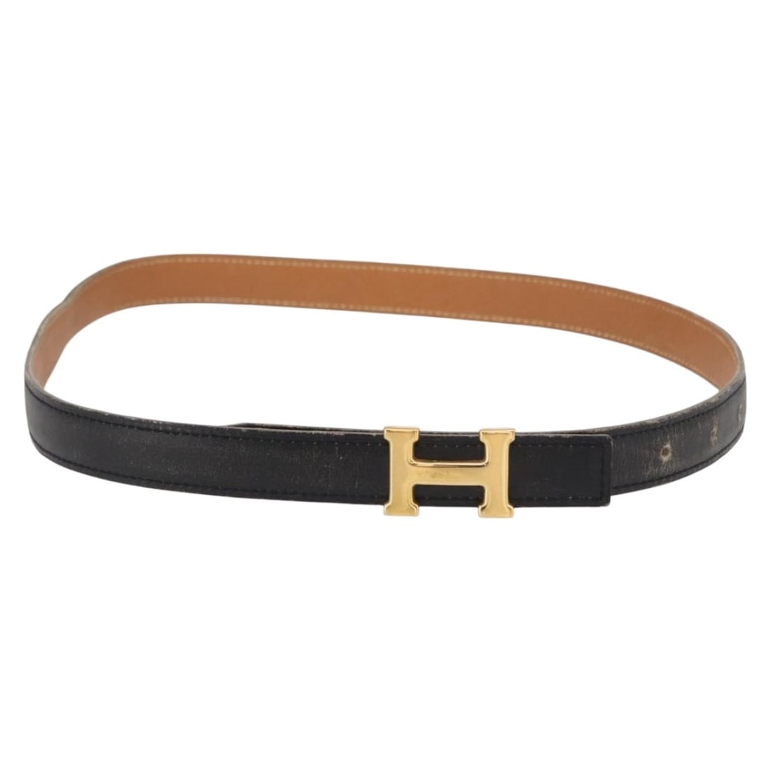 Hermes Reversible Black Leather Belt 33.1 Inch Made in France: Hermes Reversible Black Leather Belt 33.1 Inch Made in France This is a Hermes H Constance reversible belt crafted from black leather, made in France. The belt features a 0.8-inch (2 cm) width and a t