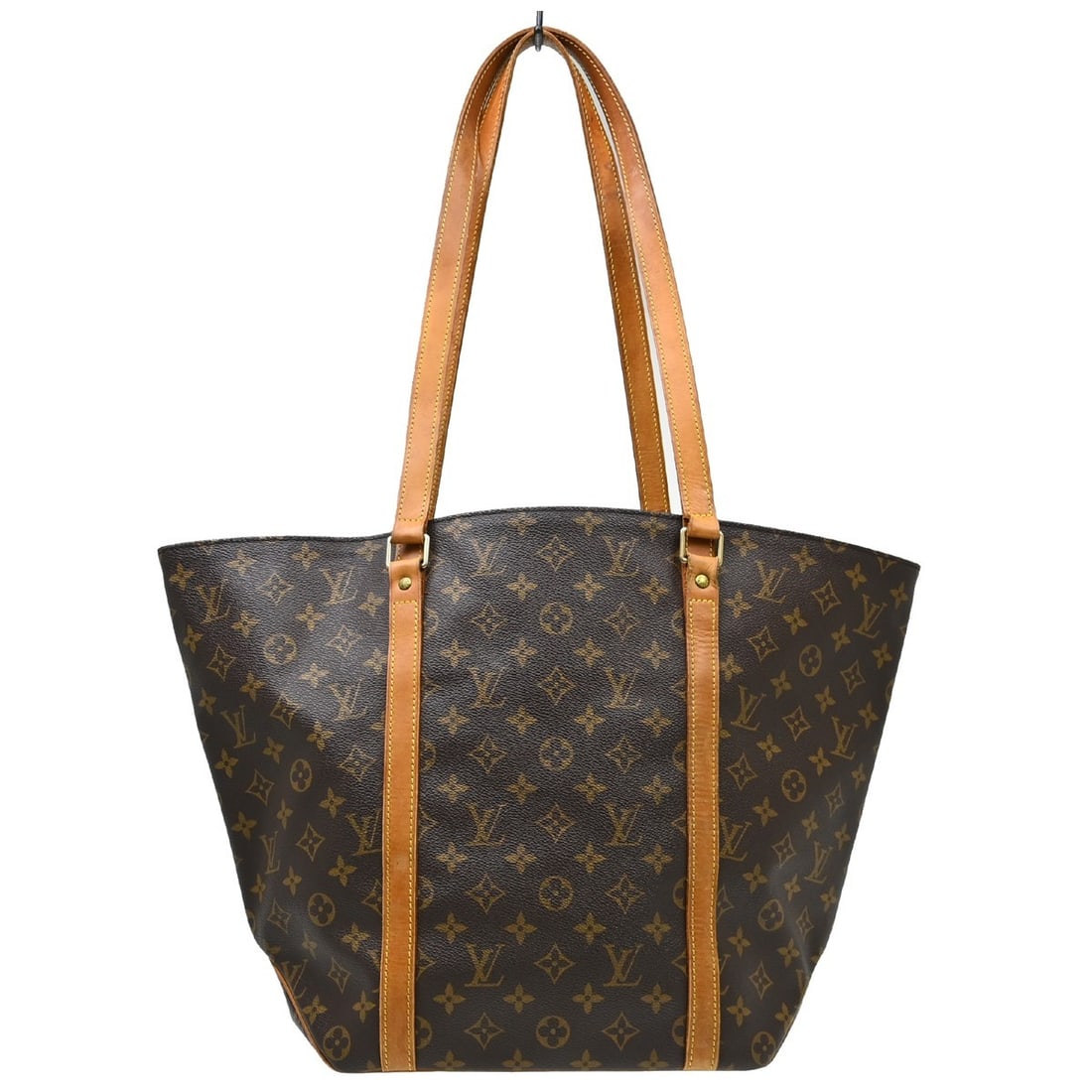 Louis Vuitton Sac Shopping Monogram Canvas Large Tote M51108: Louis Vuitton Sac Shopping Monogram Canvas Large Tote M51108 Vintage Louis Vuitton Sac Shopping shoulder tote bag in brown Monogram canvas with leather trim and double leather handles. This large wome