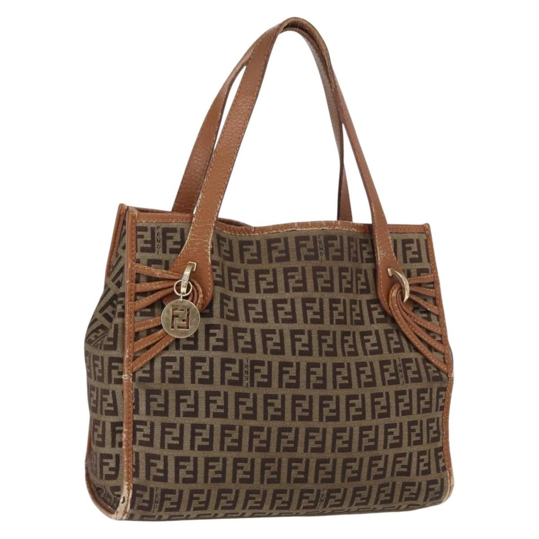 Fendi Zucchino Canvas Beige Gold Women's Handbag Made in Italy: Fendi Zucchino Canvas Beige Gold Women's Handbag Made in Italy This FENDI Zucchino Canvas hand bag features a beige and gold exterior with the iconic monogram pattern. Designed for women, it was made 