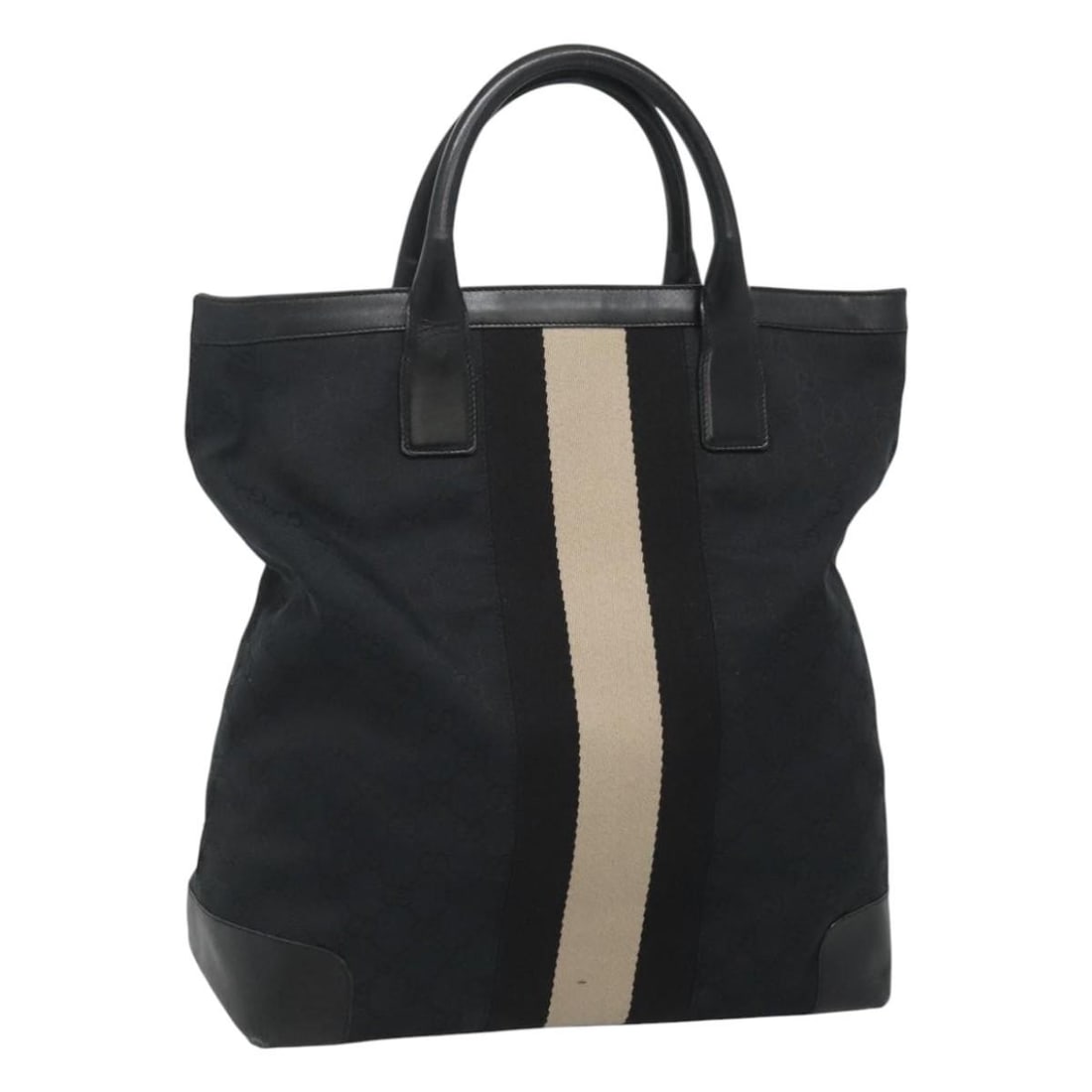 Gucci 002 1098 3444 Sherry Line GG Canvas Handbag Black White (1 of 18)
