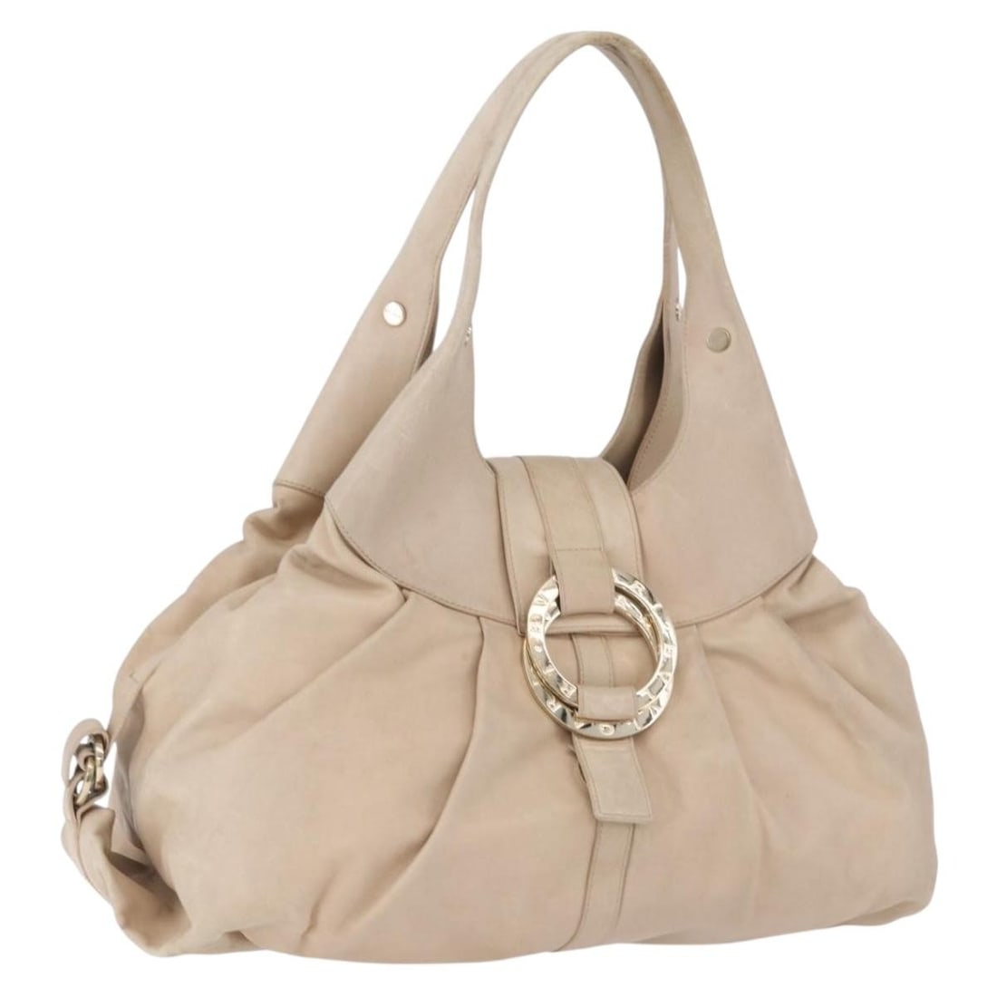 BVLGARI Chandra Leather Tote Handbag Beige Gold Italy: BVLGARI Chandra Leather Tote Handbag Beige Gold Italy A BVLGARI tote bag crafted in leather with a beige and gold exterior. Made in Italy, it features a structured tote style with a handle drop of app