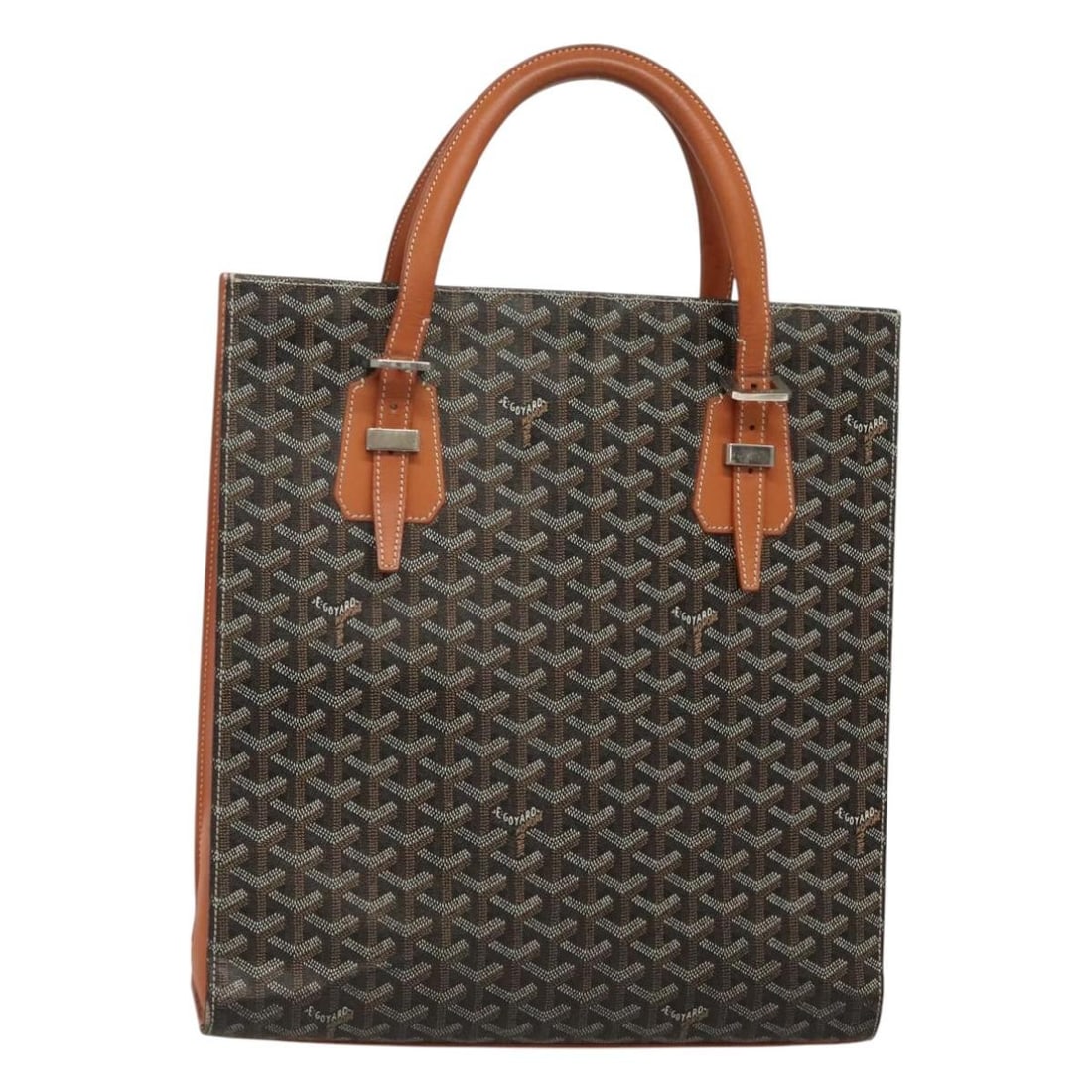 Goyard Comor GM Black Silver Leather Herringbone Tote Bag for Women: Goyard Comor GM Black Silver Leather Herringbone Tote Bag for Women This is a GOYARD COMOR GM tote bag crafted from black and silver leather, designed in the brand's signature herringbone pattern. The
