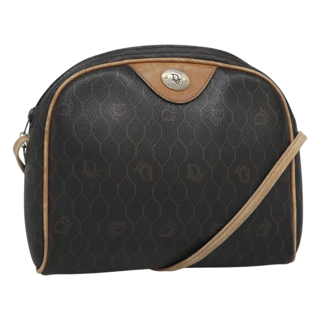 Dior Honeycomb Black PVC Leather Shoulder Bag for Women: Dior Honeycomb Black PVC Leather Shoulder Bag for Women This Christian Dior shoulder bag features a black honeycomb canvas design with PVC leather accents. Designed for women, it is made in France and
