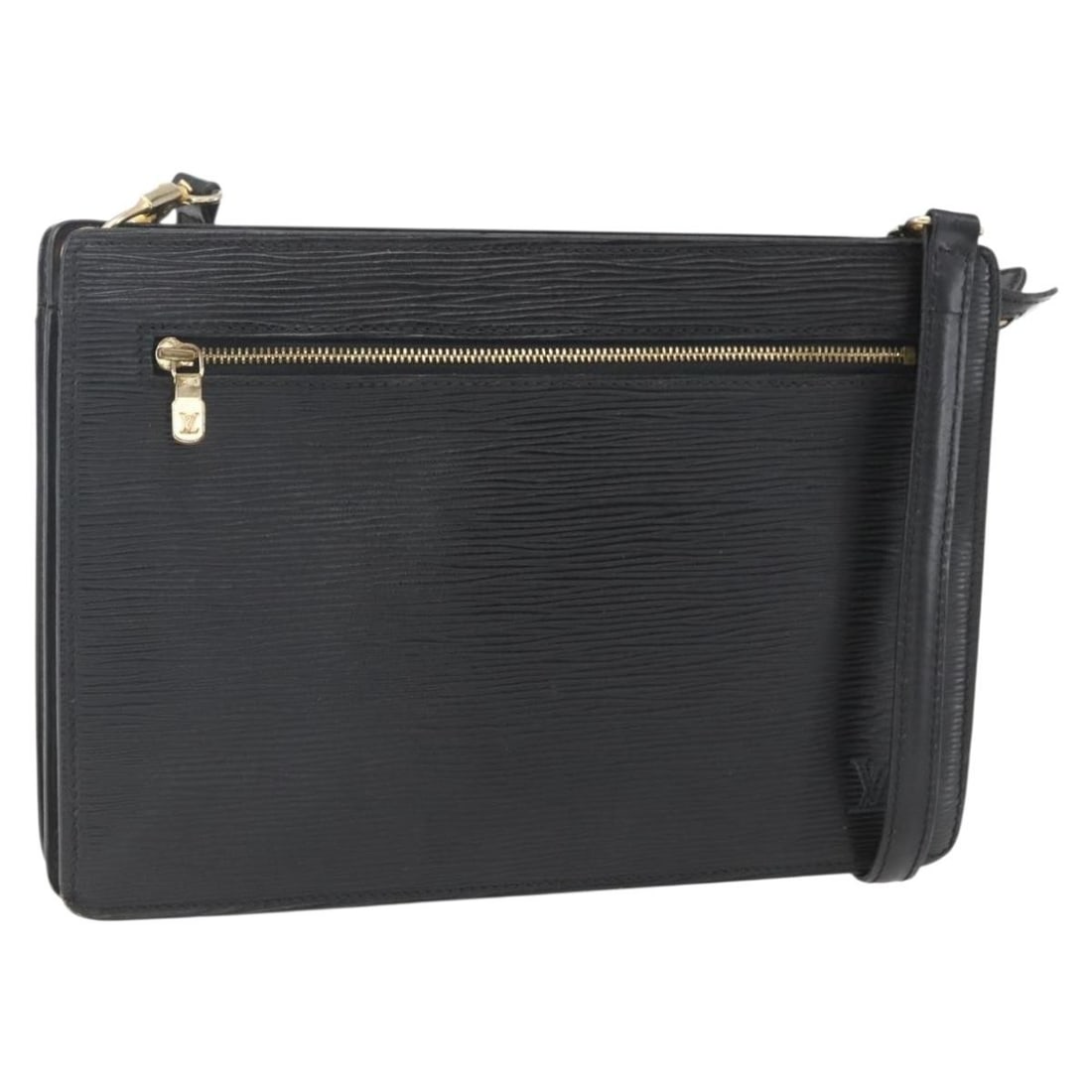 Black Epi Leather Angian Shoulder Bag with Strap by Louis Vuitton M52112: Black Epi Leather Angian Shoulder Bag with Strap by Louis Vuitton M52112 This is a Louis Vuitton Epi Angian shoulder bag in black Epi leather. The bag features a structured silhouette and can be carri