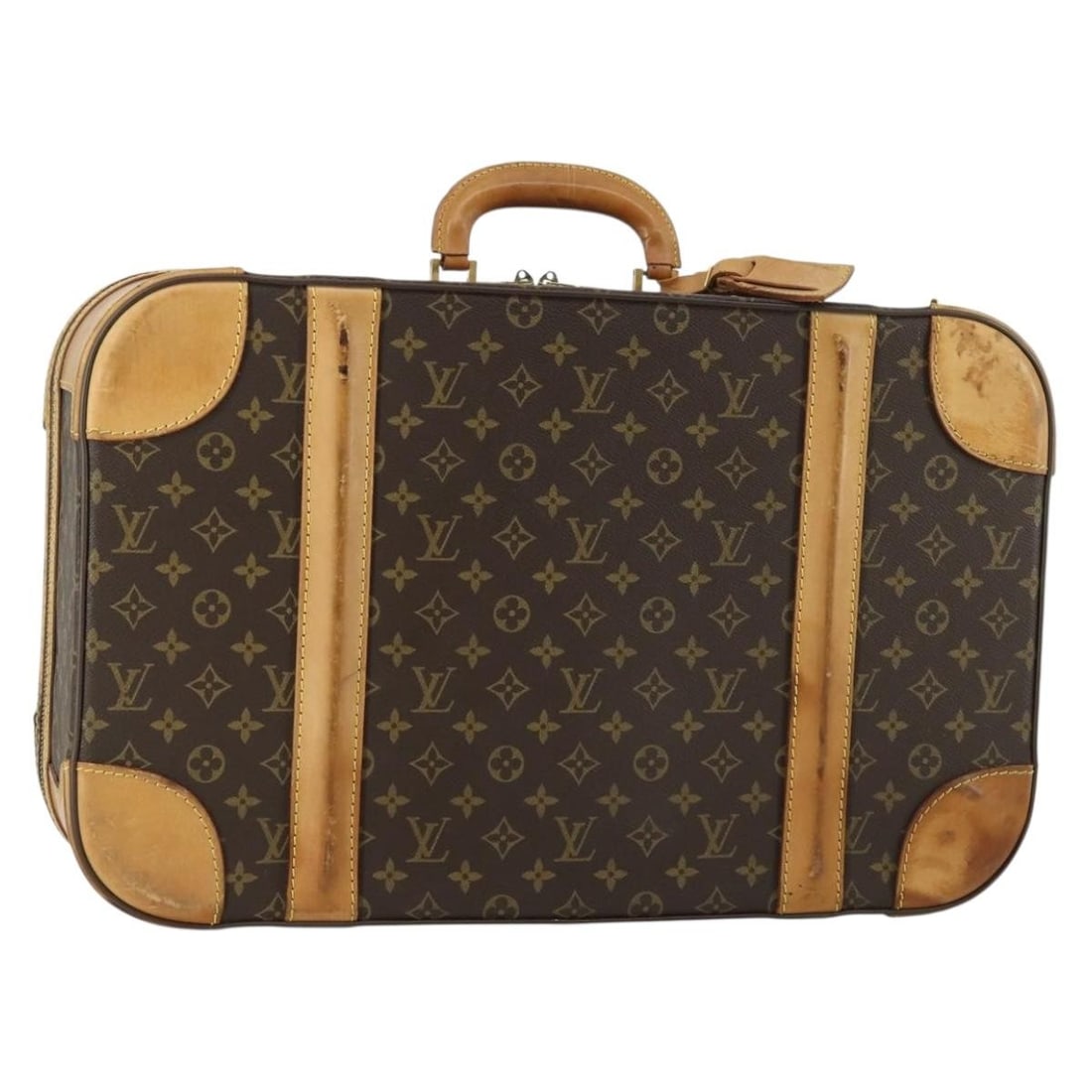 Monogram Canvas Stratos 50 Trunk by Louis Vuitton M23238 with Name Tag: Monogram Canvas Stratos 50 Trunk by Louis Vuitton M23238 with Name Tag This Louis Vuitton Monogram Stratos 50 Trunk is crafted from signature monogram canvas and features a structured silhouette with 
