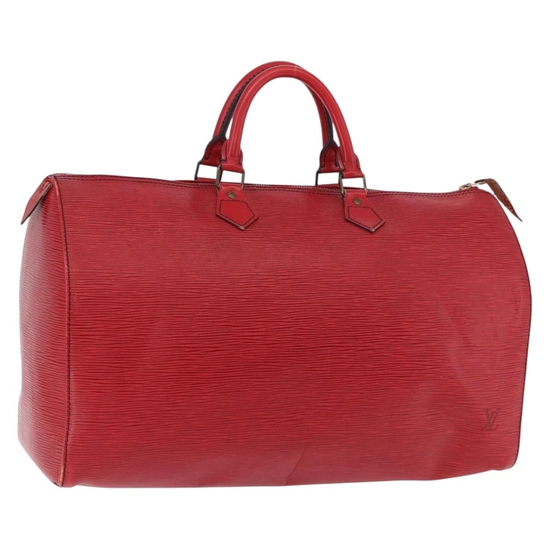 Louis Vuitton M42987 Speedy 40 Red Epi Leather Handbag: Louis Vuitton M42987 Speedy 40 Red Epi Leather Handbag Louis Vuitton Epi Speedy 40 handbag in red Epi leather, made in France. The bag features the model number M42987 and serial number VI0970. It is 