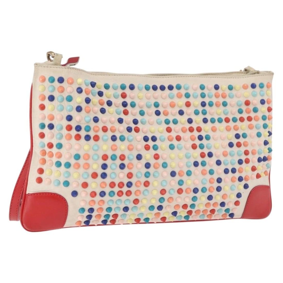 Christian Louboutin Leather Shoulder Bag White Red Womens: Christian Louboutin Leather Shoulder Bag White Red Womens Christian Louboutin shoulder bag in white and red leather. This women's bag is made in Italy and features a slim profile with an adjustable sh