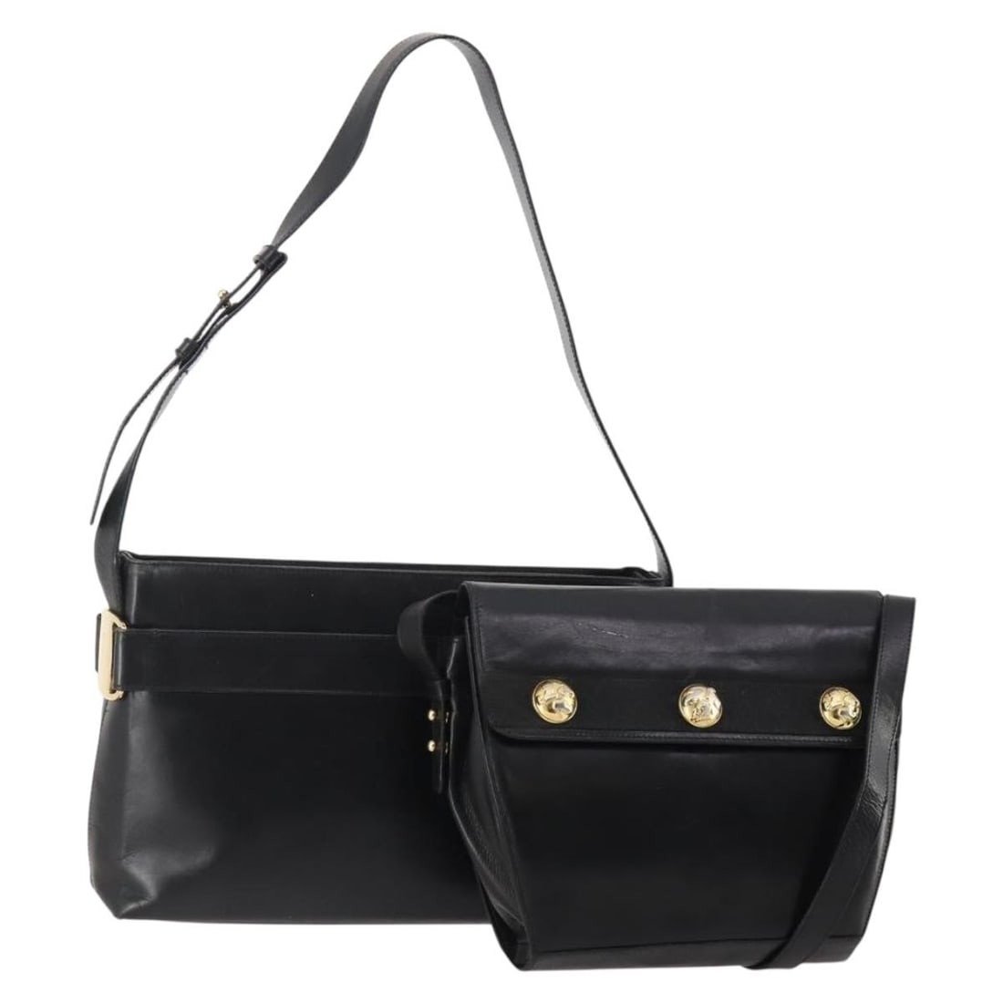 2 Piece Black Leather Shoulder Bag Set Salvatore Ferragamo: 2 Piece Black Leather Shoulder Bag Set Salvatore Ferragamo Set of two Salvatore Ferragamo women's shoulder bags in black leather, made in Italy. This special set sale includes only the items shown in 