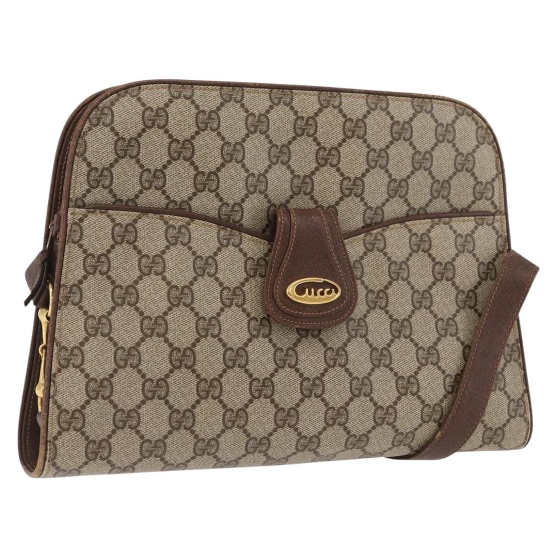Gucci GG Supreme Beige Gold PVC Leather Shoulder Bag Italy: Gucci GG Supreme Beige Gold PVC Leather Shoulder Bag Italy This authentic Gucci GG Supreme shoulder bag features a beige and gold exterior crafted from PVC leather and GG canvas. Designed for women, i