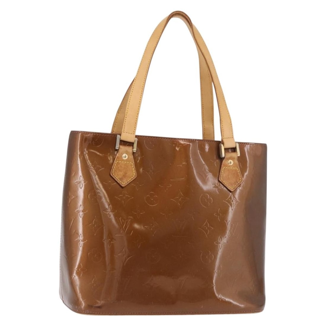 Louis Vuitton Houston M91122 Bronze Monogram Vernis Patent Leather Handbag: Louis Vuitton Houston M91122 Bronze Monogram Vernis Patent Leather Handbag Louis Vuitton Monogram Vernis Houston handbag in bronze patent leather. This women's handbag was made in Spain and is identif