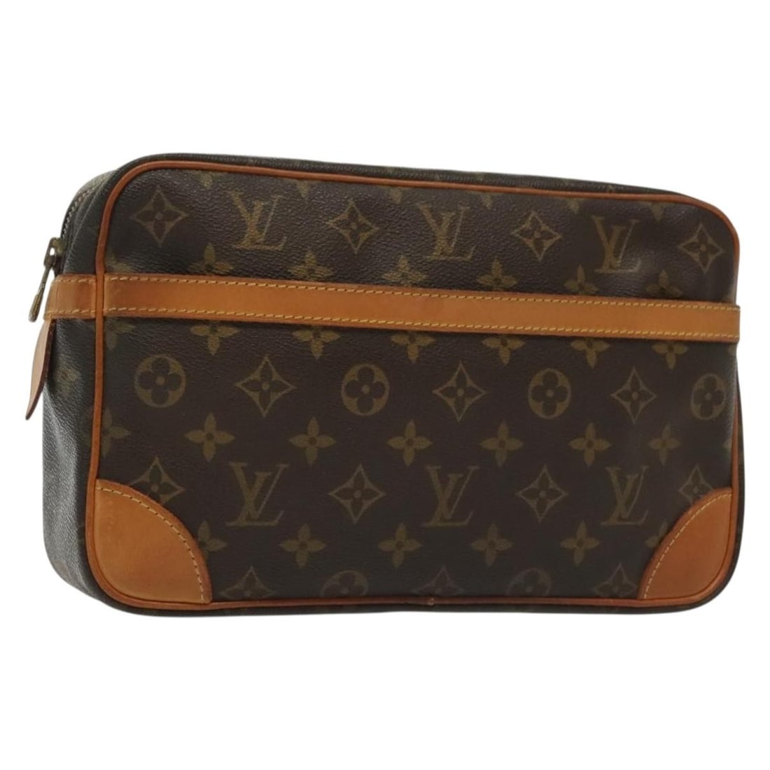 LOUIS VUITTON Monogram Compiegne 28 Clutch Bag M51845 Made in France: LOUIS VUITTON Monogram Compiegne 28 Clutch Bag M51845 Made in France This authentic Louis Vuitton Monogram Compiegne 28 Clutch Bag is a stylish accessory crafted from durable Monogram Canvas. The bag 