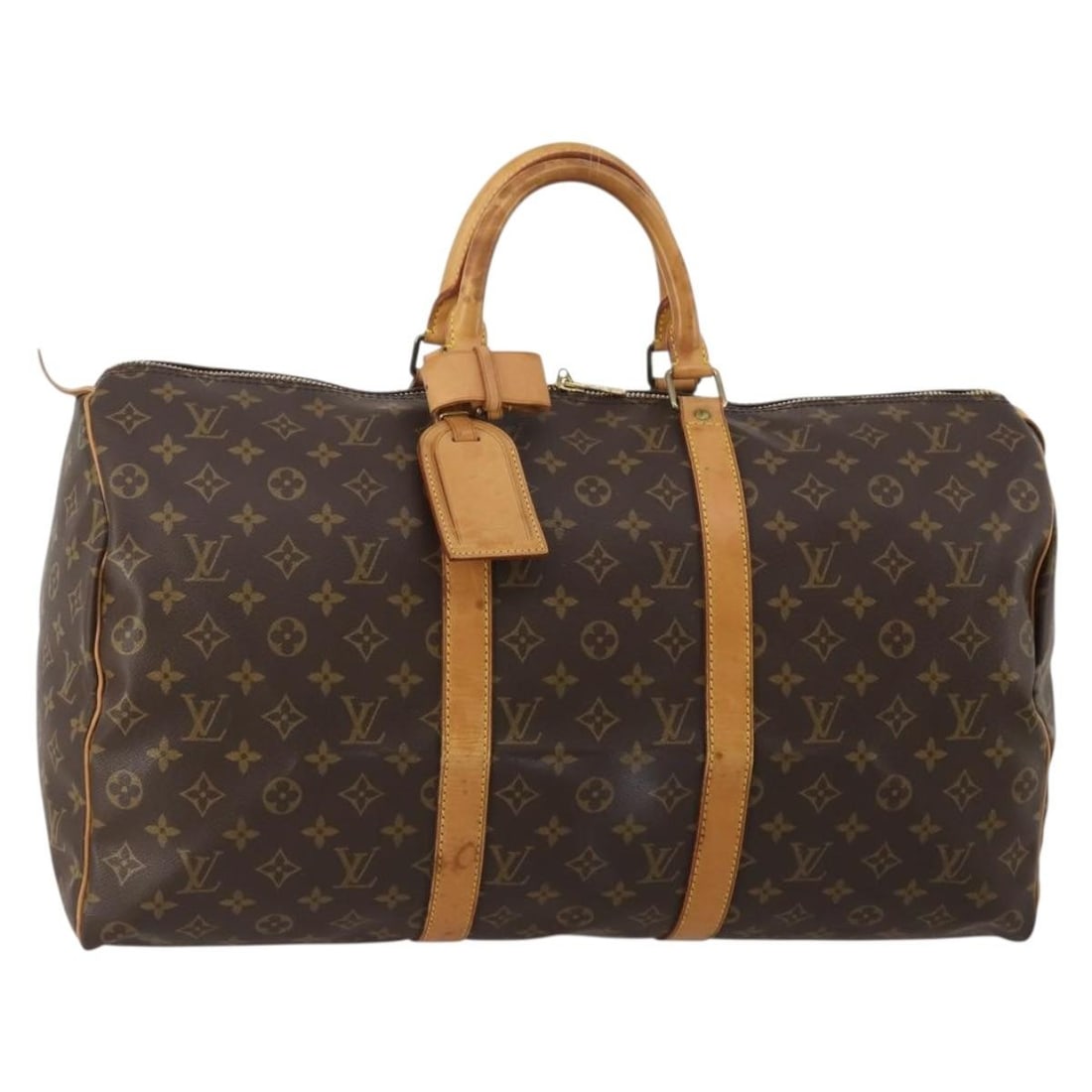 Louis Vuitton M41426 Keepall 50 Monogram Canvas Boston Bag: Louis Vuitton M41426 Keepall 50 Monogram Canvas Boston Bag Louis Vuitton Keepall 50 Boston bag in Monogram canvas, made in France. It comes with the name tag and Powanie accessory. The bag is identifi